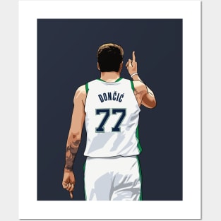 Luka Doncic Pointing White Qiangy Posters and Art